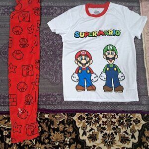 Super Mario Boys Short Sleeve Top and Sleep Pants Pajama Set 2-Piece Size 10-12